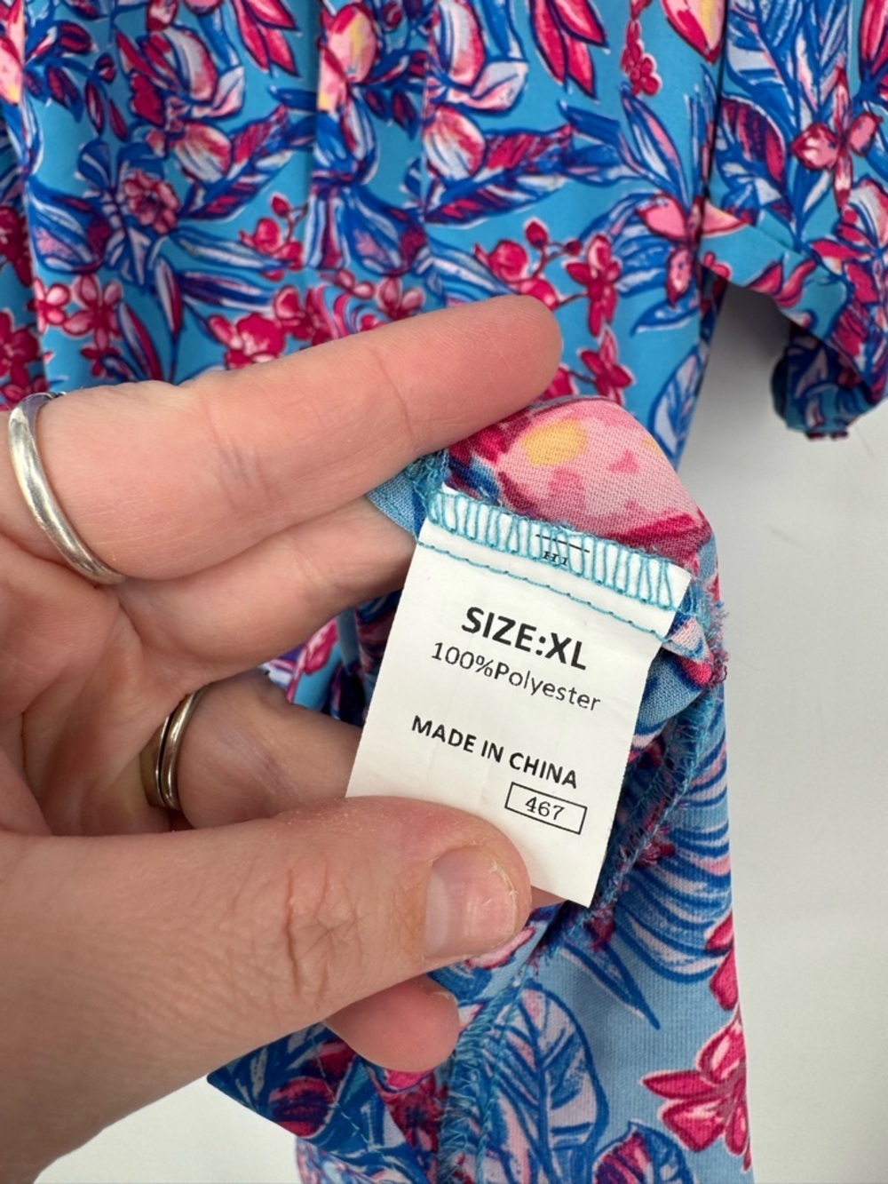 Dokotoo Women's Blue and Pink  Floral Mini Dress With Tie Neck Size XL - Picture 6 of 8